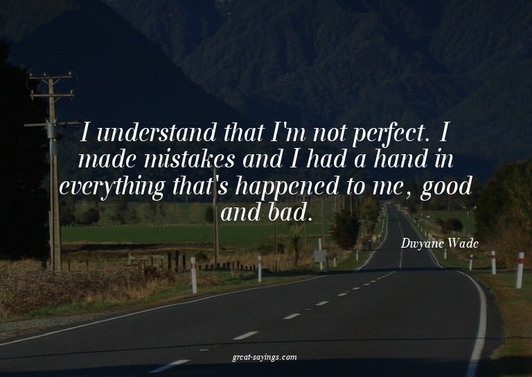 I understand that I'm not perfect. I made mistakes and