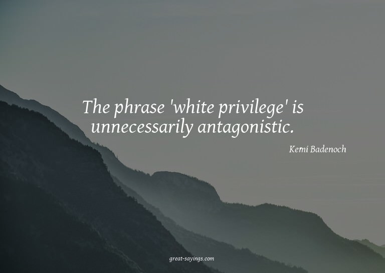 The phrase 'white privilege' is unnecessarily antagonis