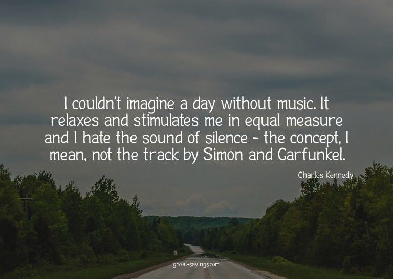 I couldn't imagine a day without music. It relaxes and