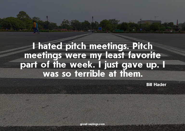 I hated pitch meetings. Pitch meetings were my least fa