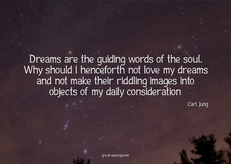 Dreams are the guiding words of the soul. Why should I