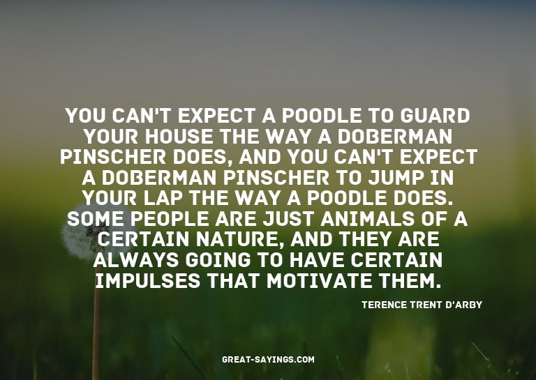 You can't expect a poodle to guard your house the way a