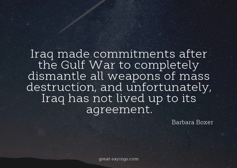 Iraq made commitments after the Gulf War to completely