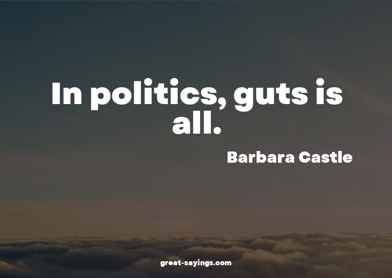 In politics, guts is all.

