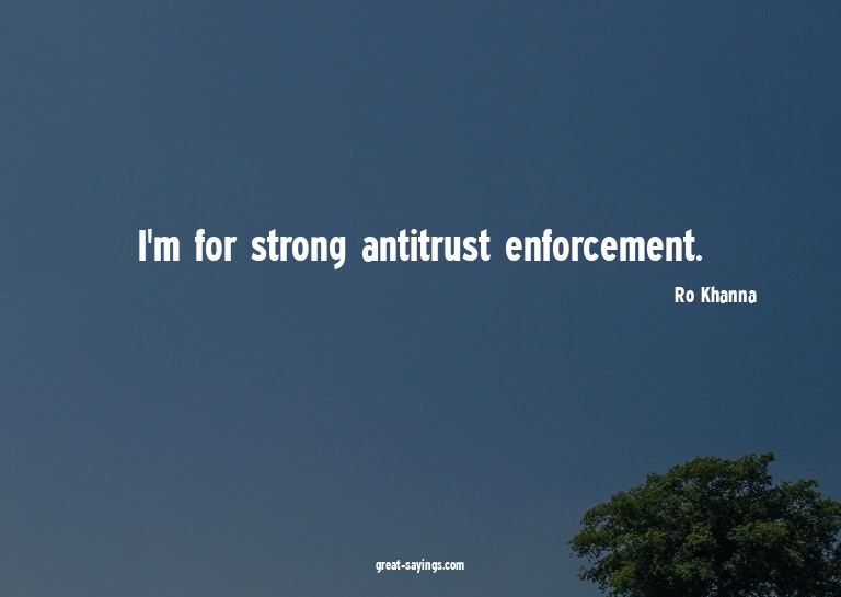I'm for strong antitrust enforcement.


