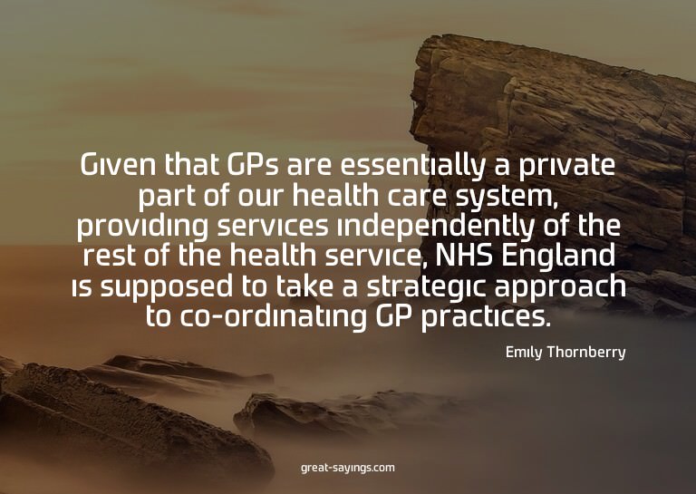 Given that GPs are essentially a private part of our he