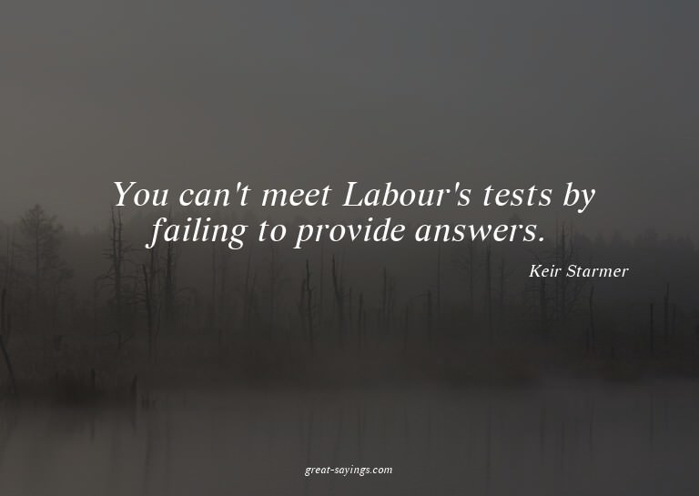 You can't meet Labour's tests by failing to provide ans