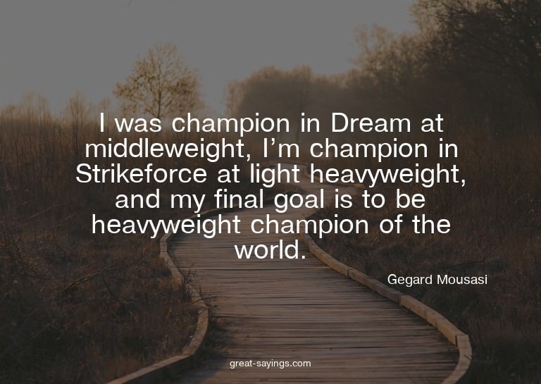 I was champion in Dream at middleweight, I'm champion i