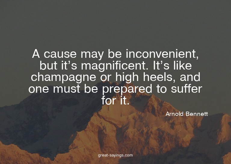 A cause may be inconvenient, but it's magnificent. It's