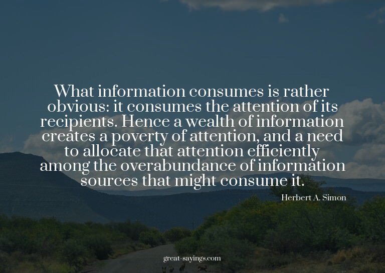 What information consumes is rather obvious: it consume