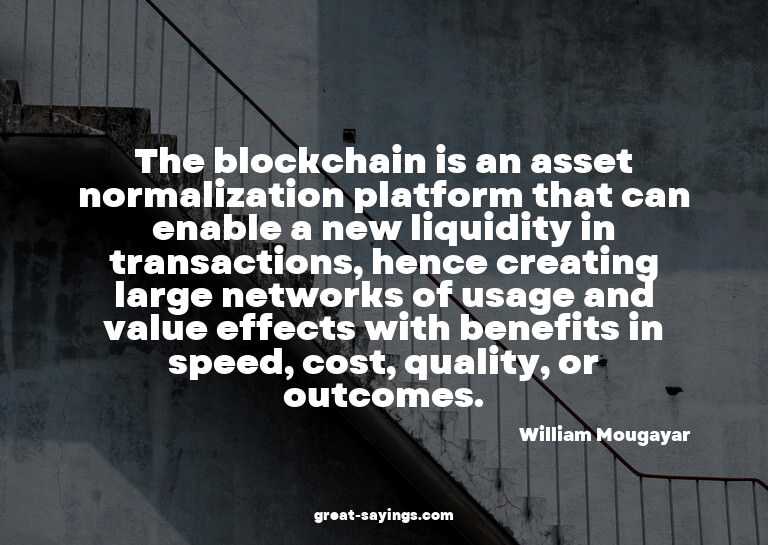 The blockchain is an asset normalization platform that