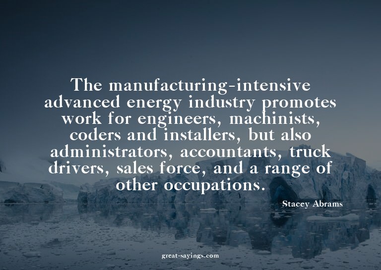 The manufacturing-intensive advanced energy industry pr