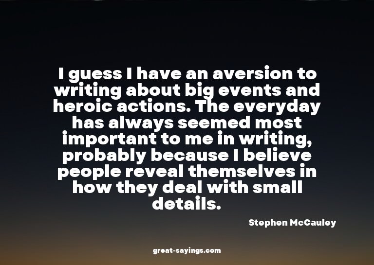 I guess I have an aversion to writing about big events
