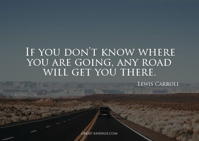 If you don't know where you are going, any road will ge