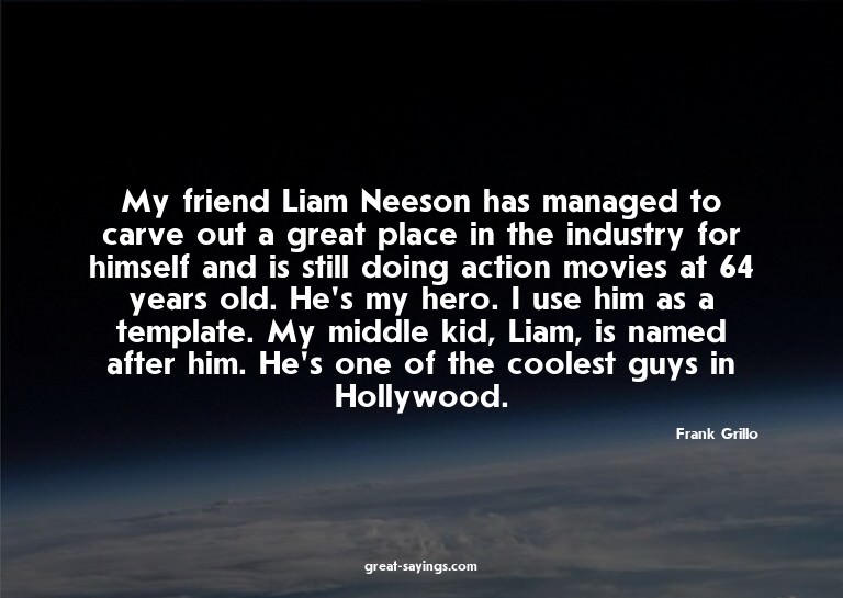 My friend Liam Neeson has managed to carve out a great
