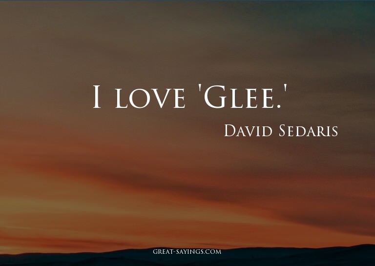 I love 'Glee.'

