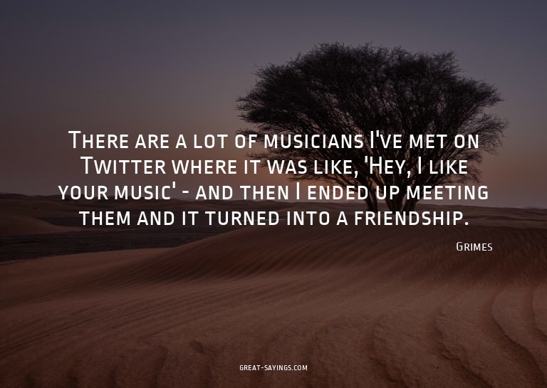 There are a lot of musicians I've met on Twitter where