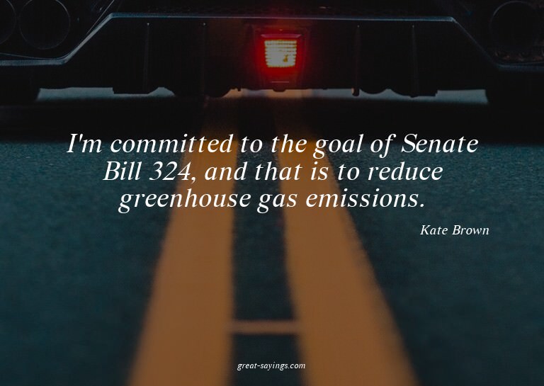 I'm committed to the goal of Senate Bill 324, and that