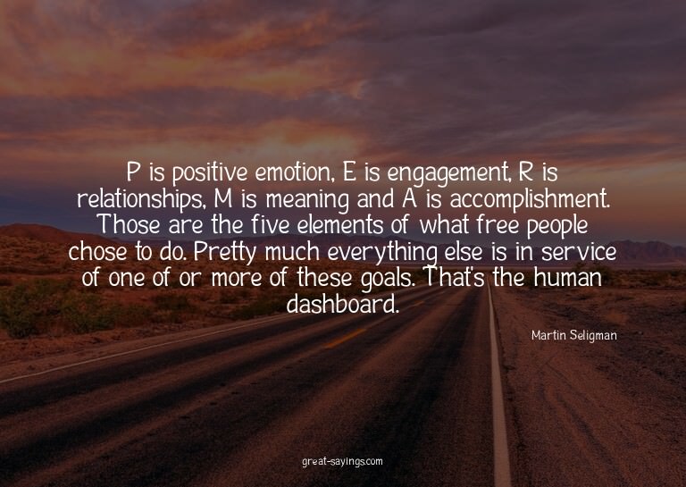 P is positive emotion, E is engagement, R is relationsh