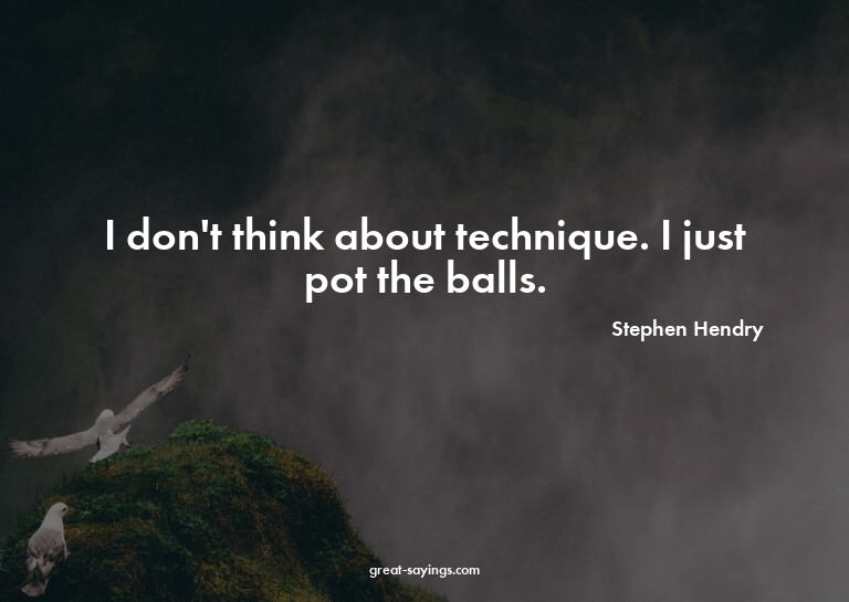 I don't think about technique. I just pot the balls.

