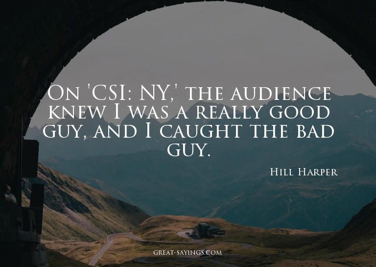On 'CSI: NY,' the audience knew I was a really good guy