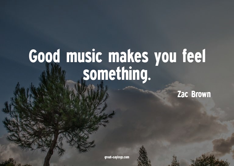 Good music makes you feel something.

