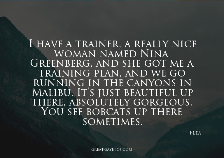 I have a trainer, a really nice woman named Nina Greenb