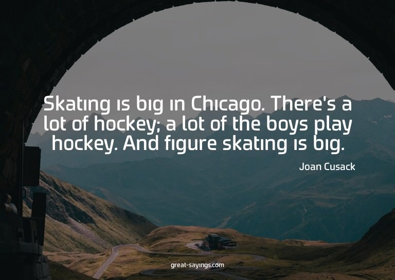 Skating is big in Chicago. There's a lot of hockey; a l