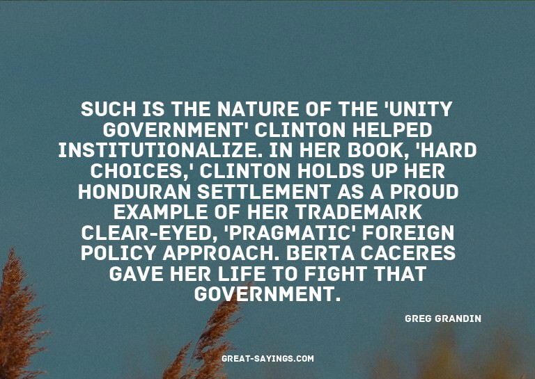 Such is the nature of the 'unity government' Clinton he