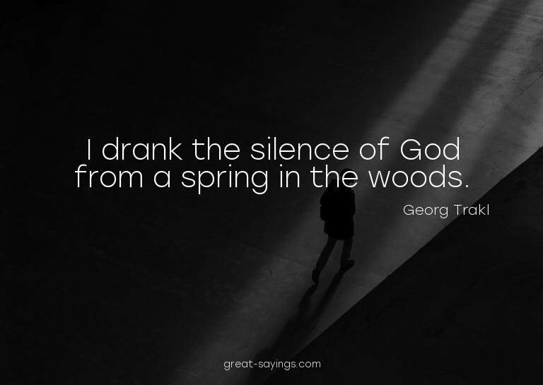 I drank the silence of God from a spring in the woods.

