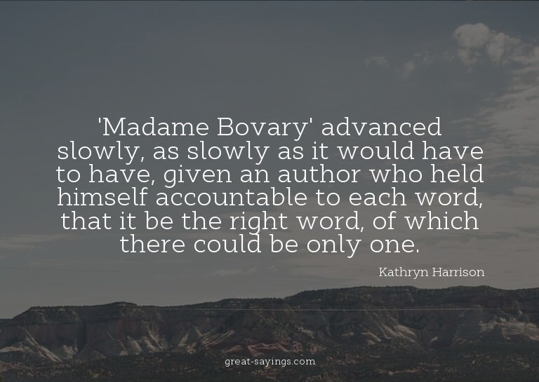 'Madame Bovary' advanced slowly, as slowly as it would