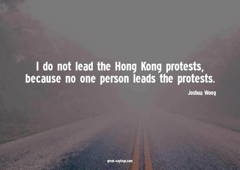 I do not lead the Hong Kong protests, because no one pe
