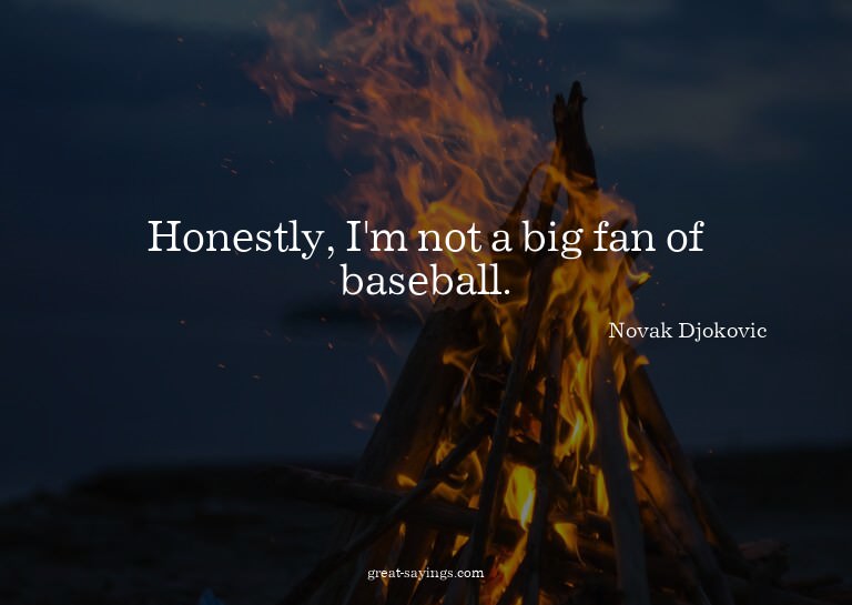 Honestly, I'm not a big fan of baseball.

