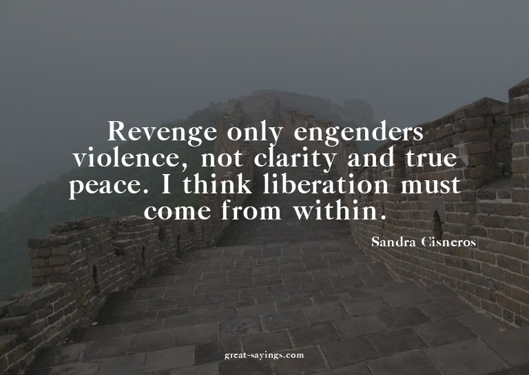 Revenge only engenders violence, not clarity and true p