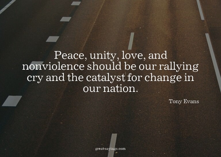 Peace, unity, love, and nonviolence should be our rally
