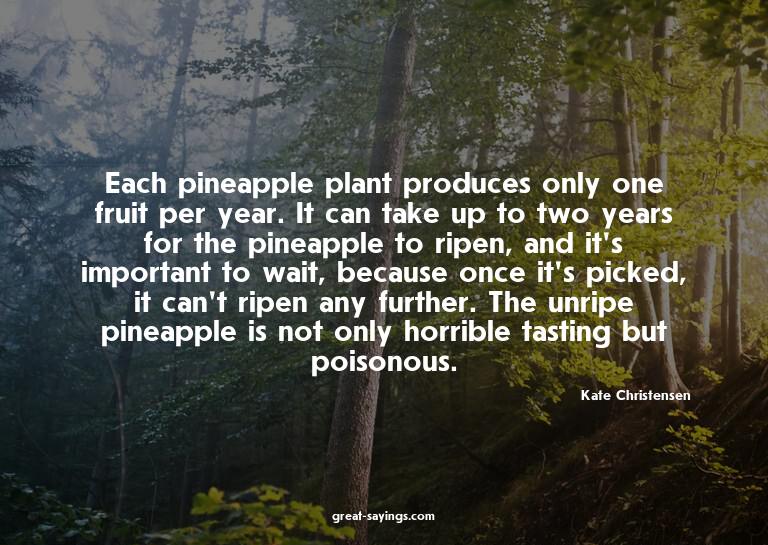 Each pineapple plant produces only one fruit per year.