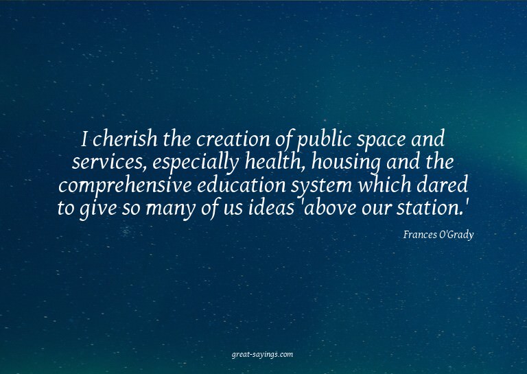 I cherish the creation of public space and services, es