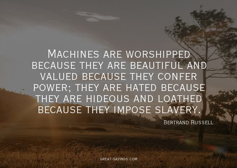 Machines are worshipped because they are beautiful and