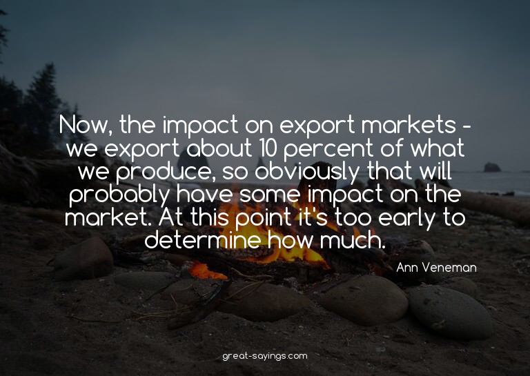 Now, the impact on export markets - we export about 10