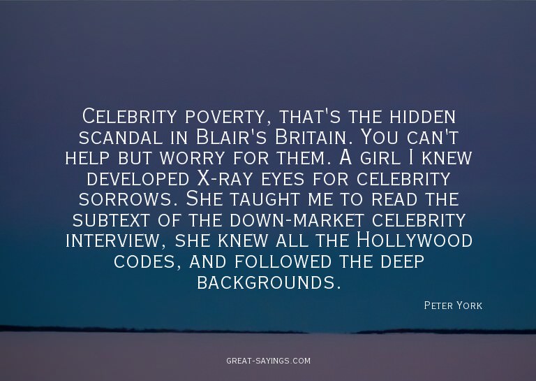 Celebrity poverty, that's the hidden scandal in Blair's