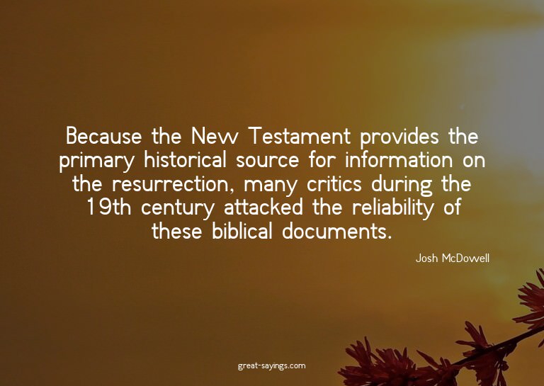 Because the New Testament provides the primary historic