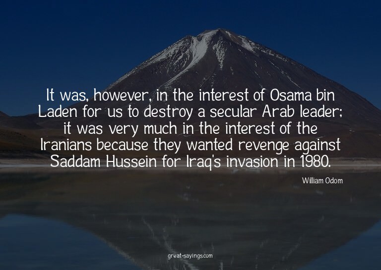 It was, however, in the interest of Osama bin Laden for