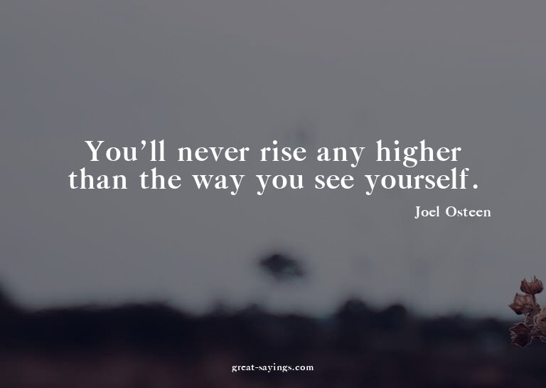 You'll never rise any higher than the way you see yours