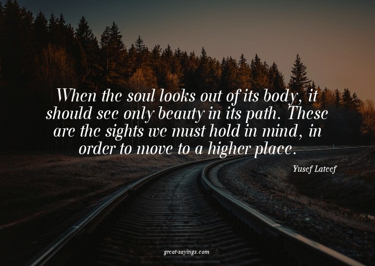 When the soul looks out of its body, it should see only