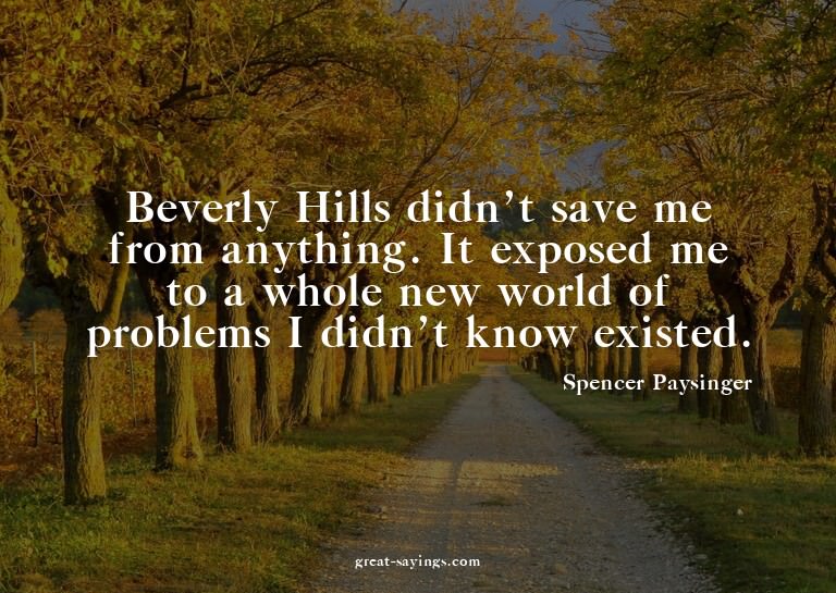 Beverly Hills didn't save me from anything. It exposed