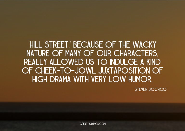'Hill Street,' because of the wacky nature of many of o