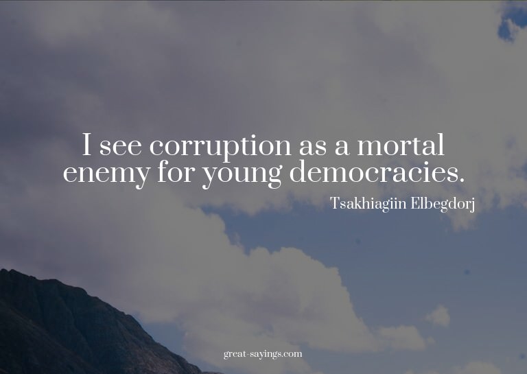 I see corruption as a mortal enemy for young democracie