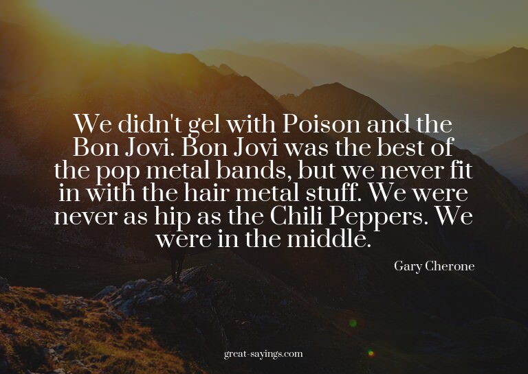We didn't gel with Poison and the Bon Jovi. Bon Jovi wa