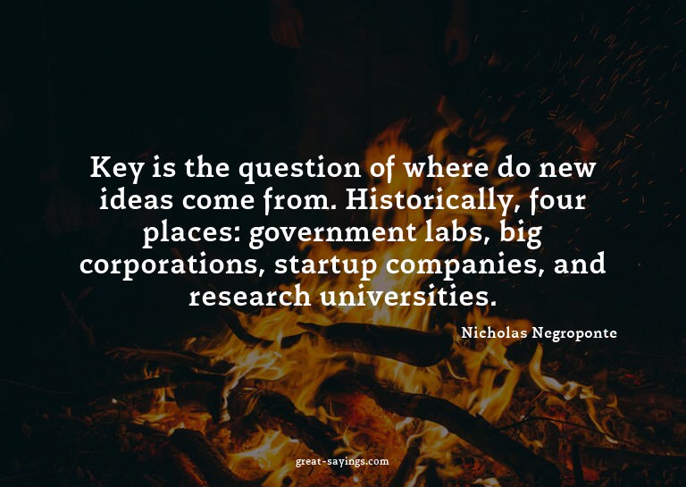 Key is the question of where do new ideas come from. Hi