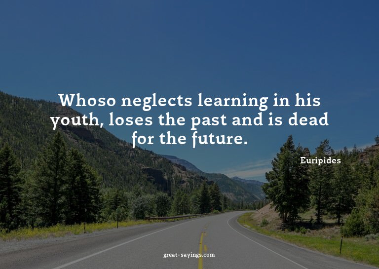 Whoso neglects learning in his youth, loses the past an
